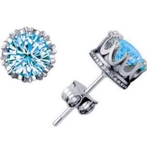 ⭐️RESTOCKED | Aqua Zircon Earrings Crown Setting